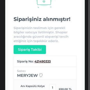 Shopier Mery Jewelry Siparişimin İadesi