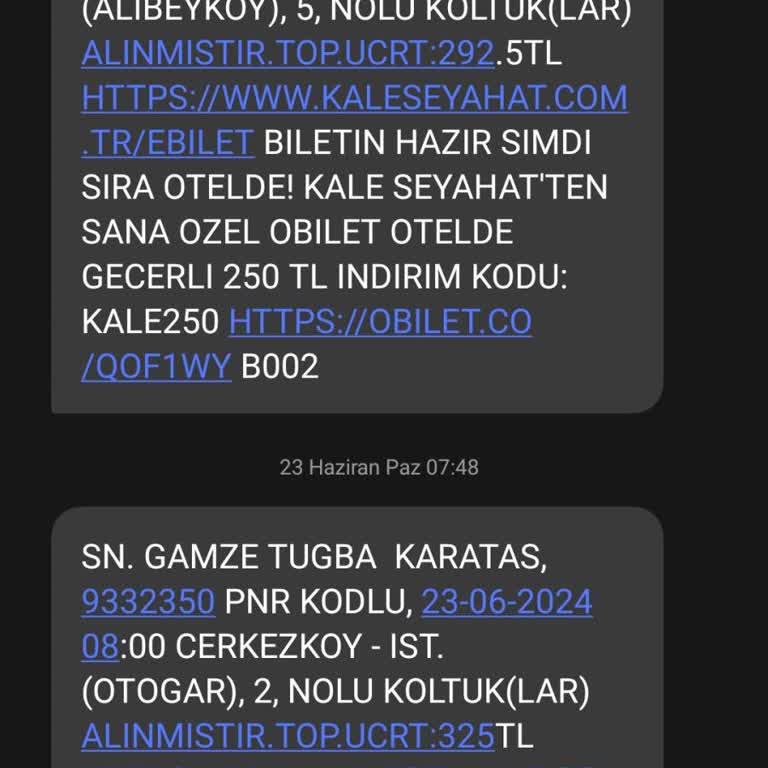 Kale Seyahat Bilet İademi Yapmadı