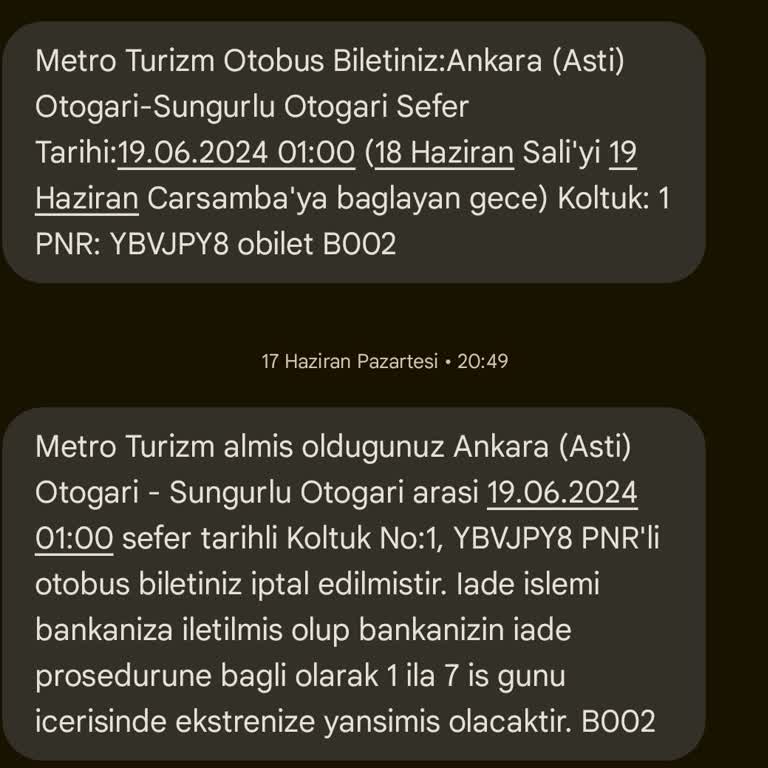 Obilet Bilet İademi Alamadım