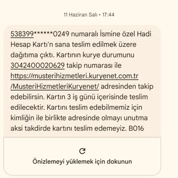 Hadi - TOMBANK Hadi Kartım Kargodan Gelmiyor