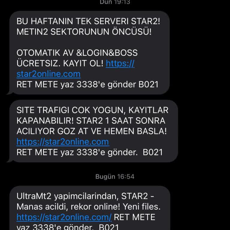 Netgsm Aracılığı İle Gelen Mesaj