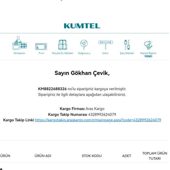 Kumtel Ankastre Set Siparişim 22 Gündür Teslim Edilmiyor.