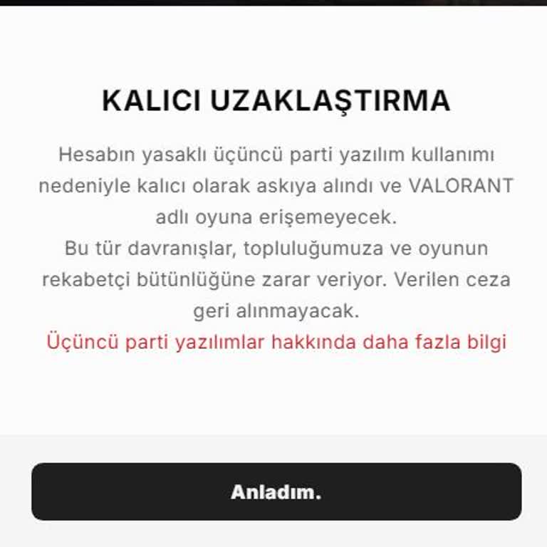 Valorant Haksız Kalıcı Ban