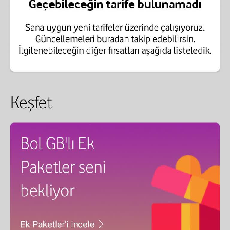 Vodafone Tarife Değişikliği İstiyorum