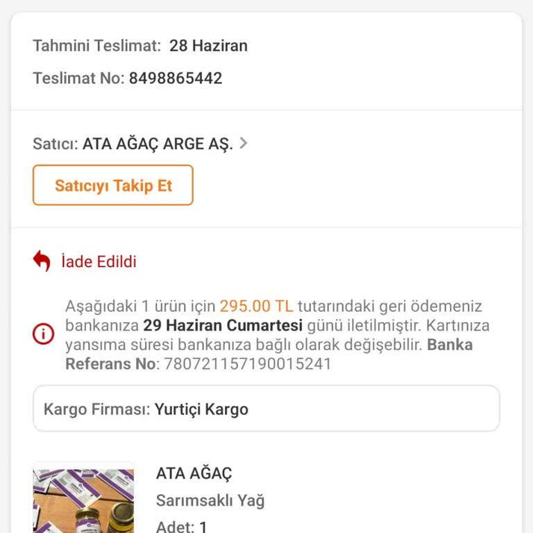 Trendyol (Ata Ağaç ArGe A. Ş.) Firmasından Alışveriş Pişmanlıktır