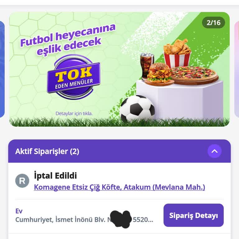 Komagene Çiğköfte Getir Yemek Sipariş İptali