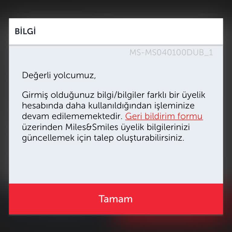 THY Kişisel Bilgilerimi Tanımlayamıyorum