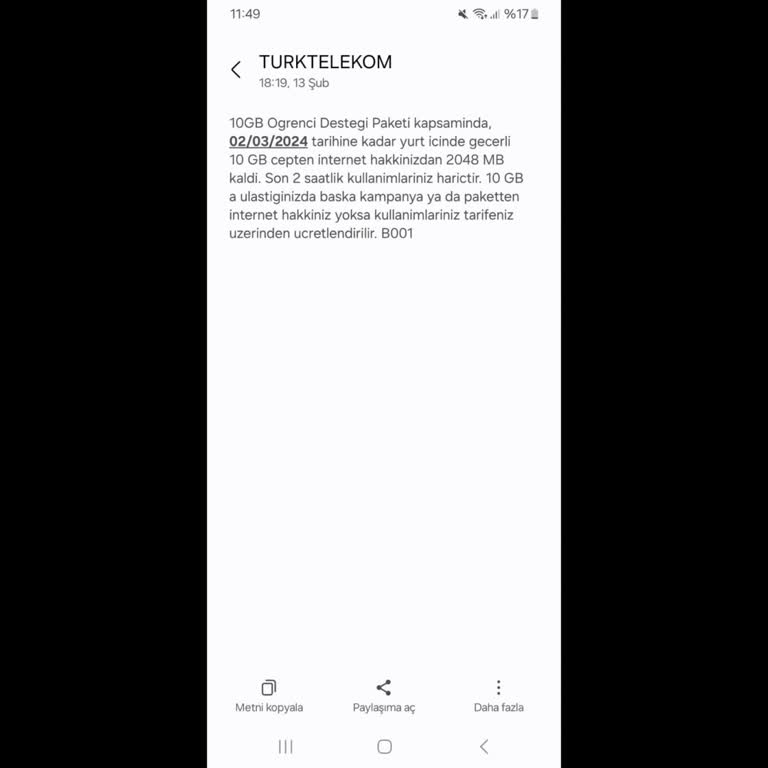 10 GB Gsb Öğrenci Devlet Desteği