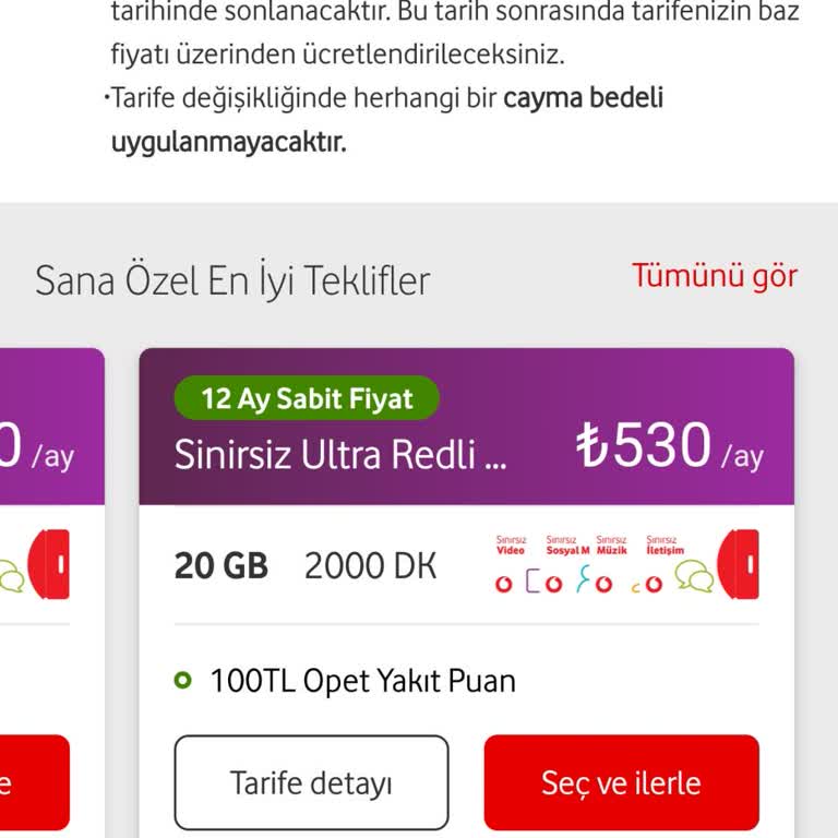 Vodafone Geçebileceğim Tarife Fiyat Artışı Yüksekliği