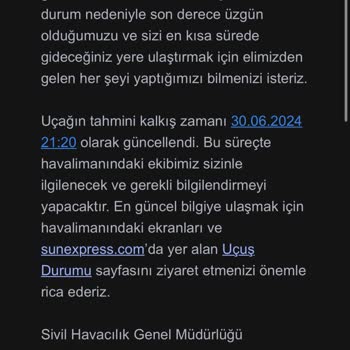 Sunexpress 13 Saat Uçuş Rötarı