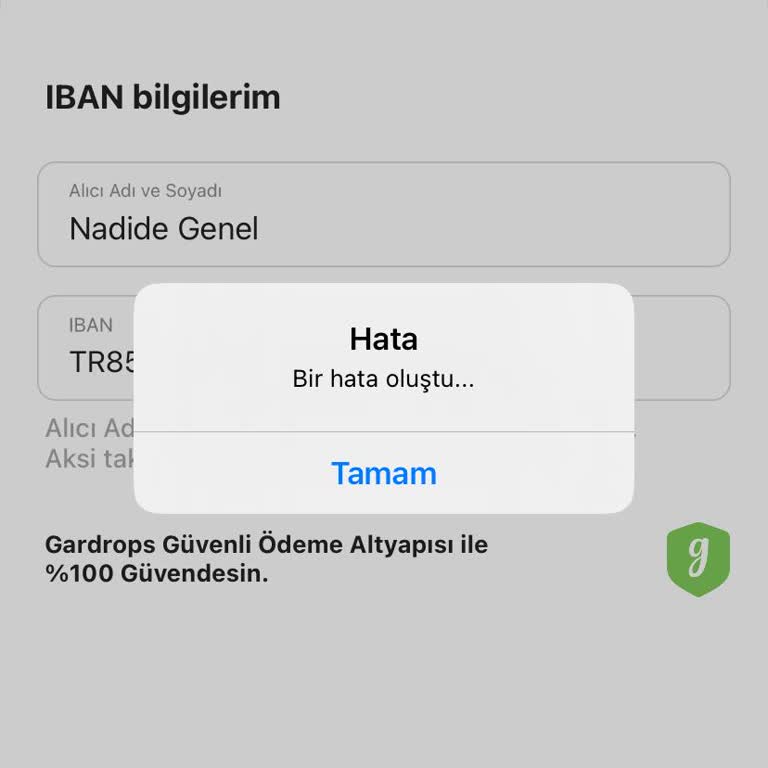 Gardrops IBAN'ı Kabul Etmiyor