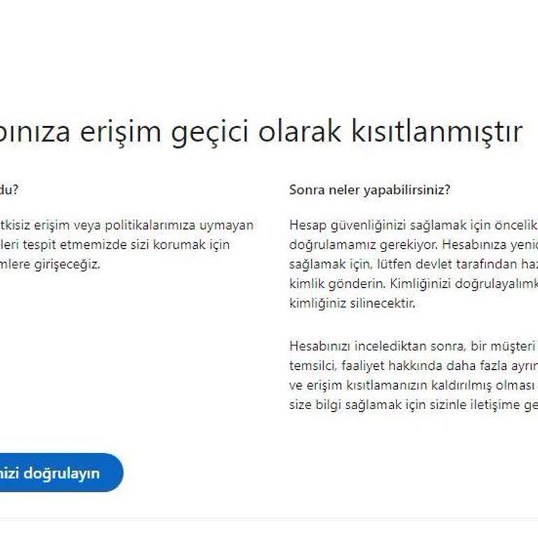 Linkedin 'Hesabınıza Erişim Geçici Olarak Kısıtlanmıştır' Sorunu!