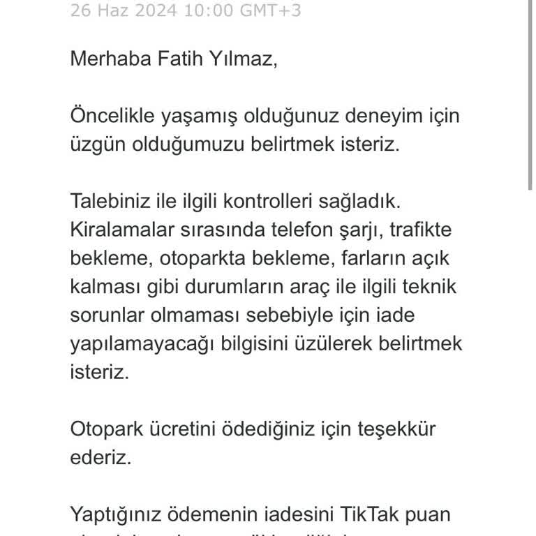 Tiktak Ve Sıfır Memnuniyetli Hizmeti