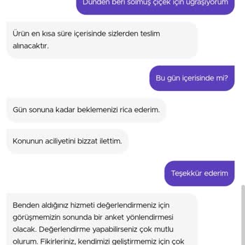 Getir Çarşı İadem Yapılmadı.