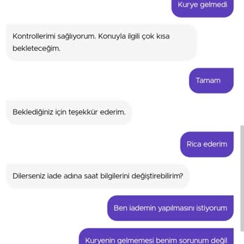 Getir Çarşı İadem Yapılmadı.