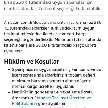 Amazon Kargo Ücreti Alınması