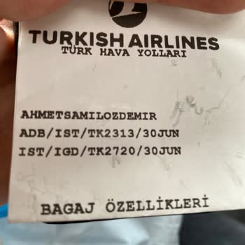 Türk Hava Yolları Valiz Yüklenmemiş