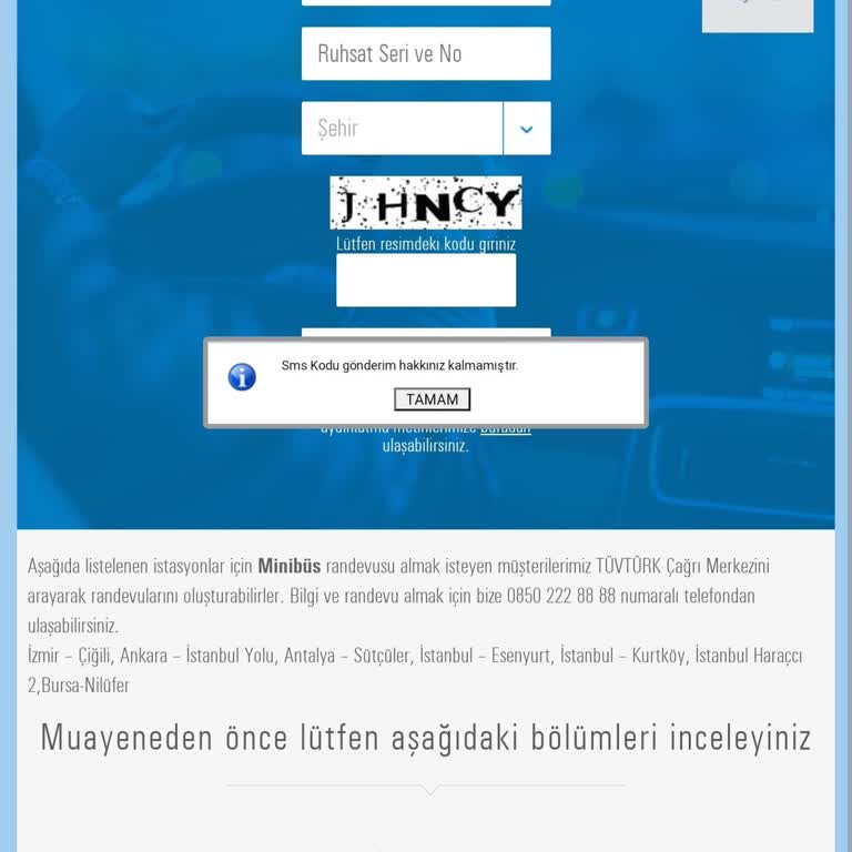 TÜVTÜRK SMS Hakkı Mağduru