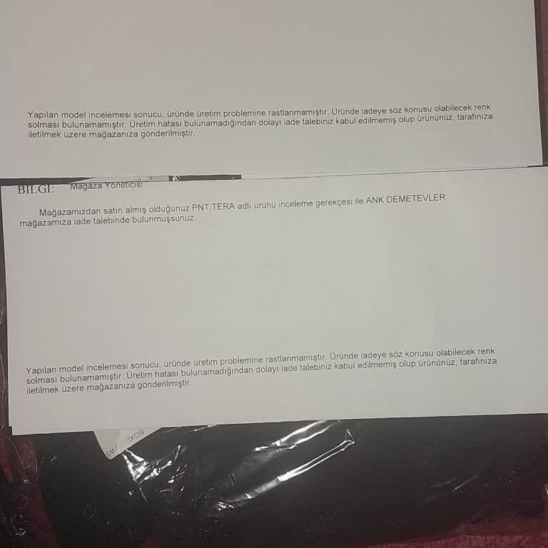 Ankara LCW Demetevler Mağazasına Gönderdiğim Ürün Red Yemiştir