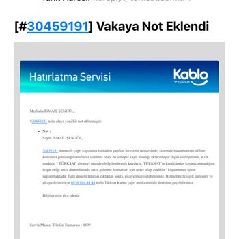 Kablo Net TÜRKSAT Haksız Servis Ücreti