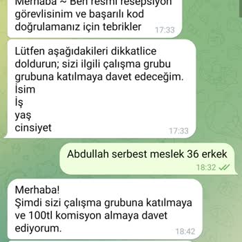 Telegram Şüpheli İşlem Görev Yap Kazan