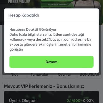 Bayspin Kesinlikle Ödeme Yapmıyor 2 K İçin Hesap Sildi :)
