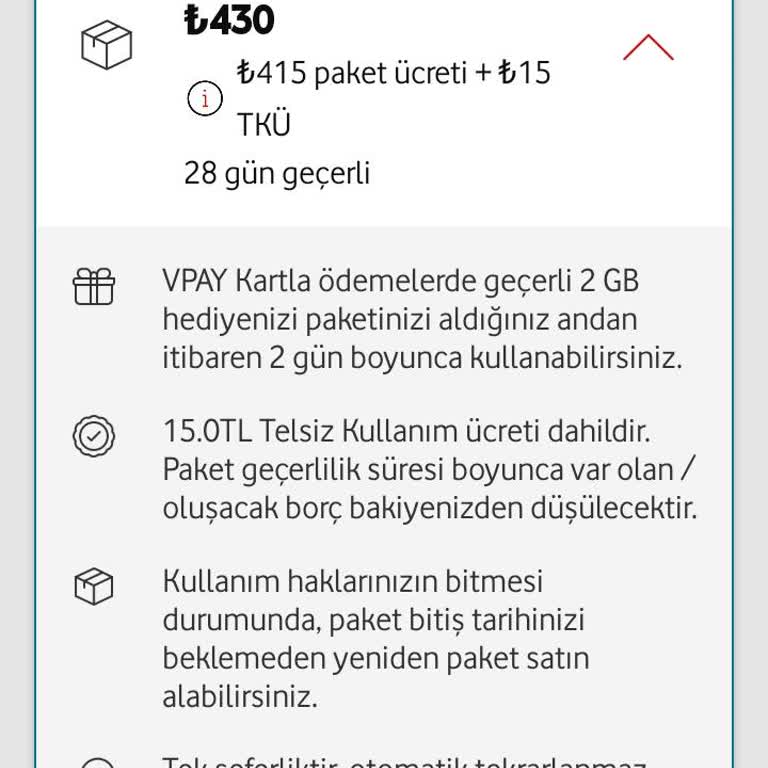 Vodafone Vpay 2 GB Gelmemesi