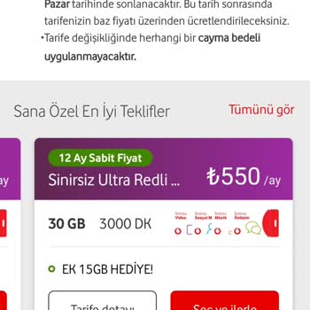 Vodafone Tarife Sunma Sıkıntısı