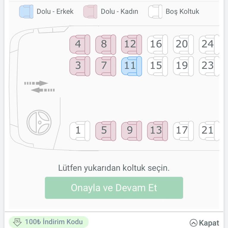 Kale Seyahat Obilet Ve Kale Turizmin 2+2olan Otobüs Koltuklarını 2+1 Olarak Satması