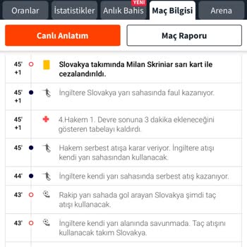 Misli Canlı Bahis Korner 41-50 İngiltere Slovakya Maçı