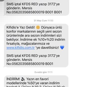 KİFİDİS'ten SMS Almak İstemiyorum
