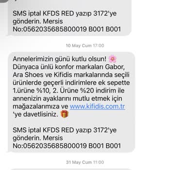 KİFİDİS'ten SMS Almak İstemiyorum