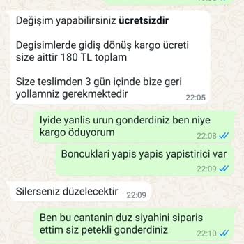 Canta_hanzade (Instagram) Yanlış Ürün Gönderimi Ve Kargo Ücreti Sorunu