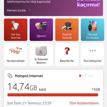 Vodafone Sınırlı Sınırsız Tarife