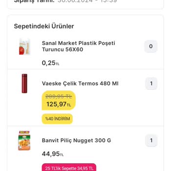 Migros Teslim Edildi Gözüken Sonra İptal Edilen Sipariş
