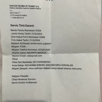 EasyCep Arızalı Telefon Satışı Yapıp Para İadesi Verilmedi