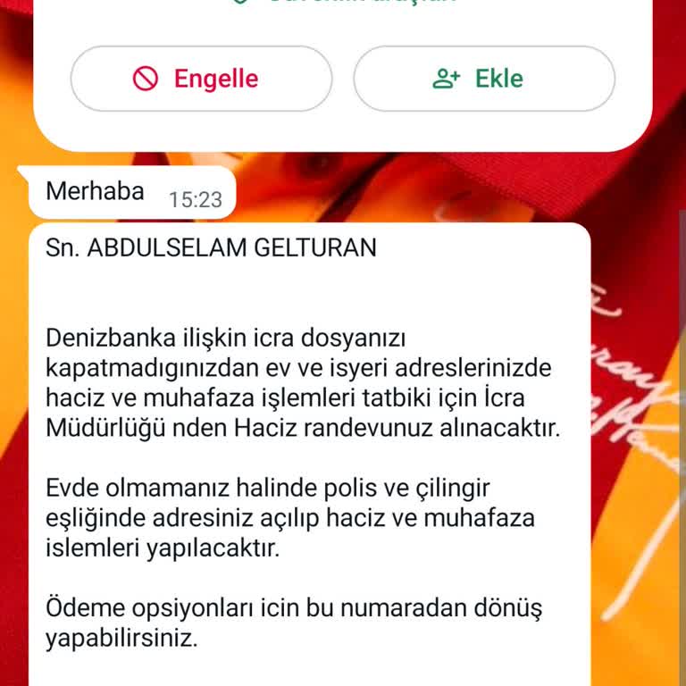 Denizbank Kaçmaz Hukuk Tehdit Mesajı