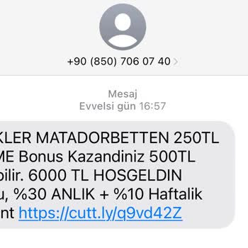 Matadorbet İzinsiz SMS Sorunu