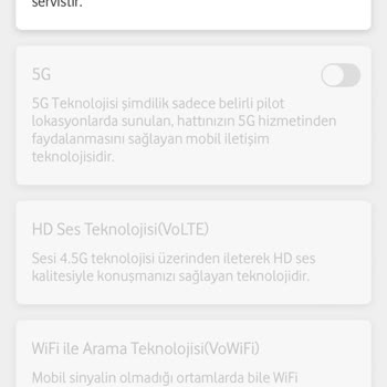 Vodafone 4.5 G Ve 5 G Açılmıyor