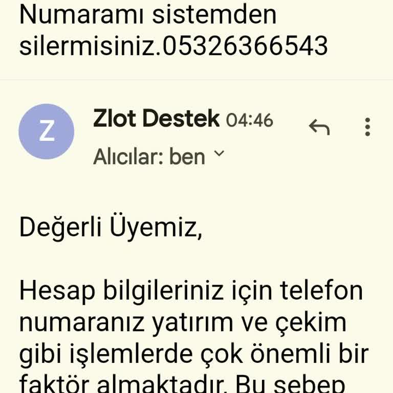 Zlot Numaramı Sistemden İptal Etsinler