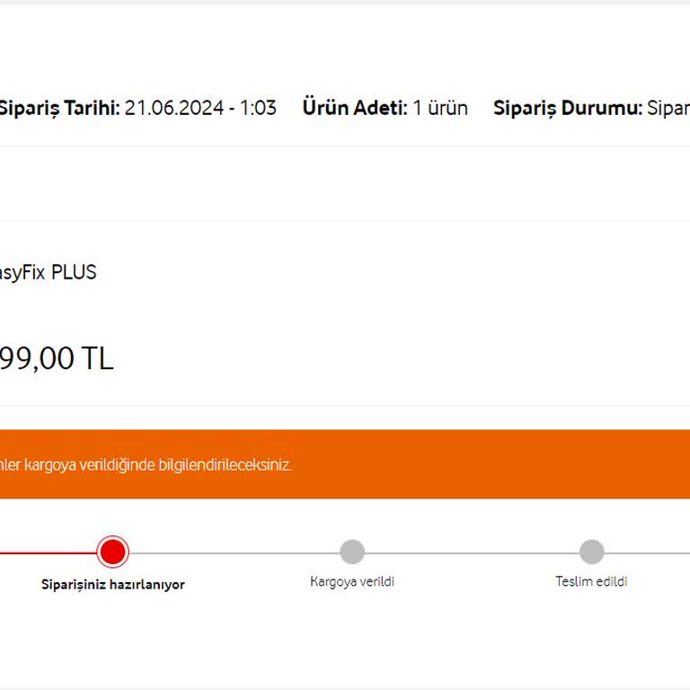 Vodafone Her Şey Yanımda Sipariş Ettiğim Ürün Teslim Edilmiyor.