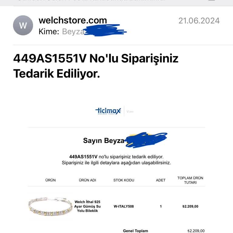 Welch Siparişin Arkasında Durmuyorlar Destek Yok