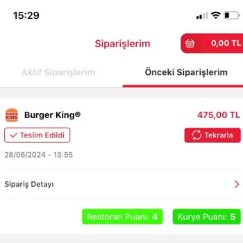 Tıkla Gelsin Burger King Siparişim Teslim Edilmedi!