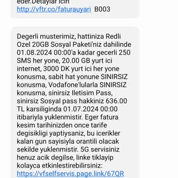 Vodafone Faturasıza Geçme Talebimi Yerine Getirmedi