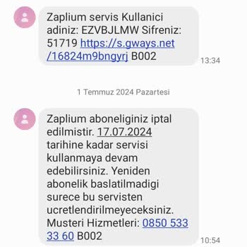 Vizyon Elektronik Para İzinsiz Başlatılan Zaplium Üyeliği
