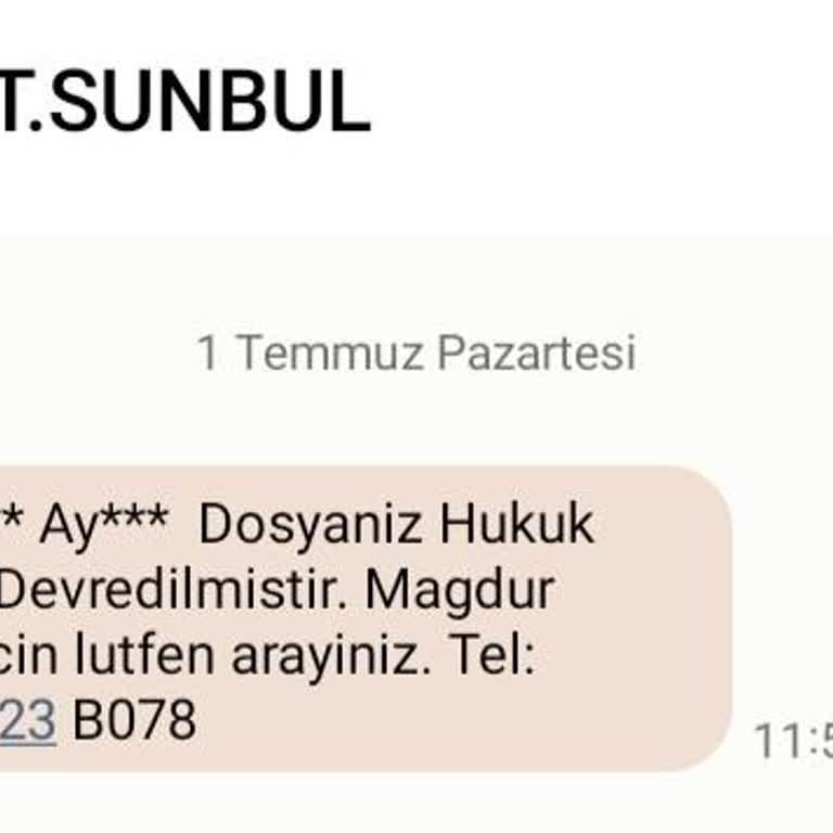 T.SUNBUL HUKUK (SMS) Gerekli Mercilere Devreye Girmeli