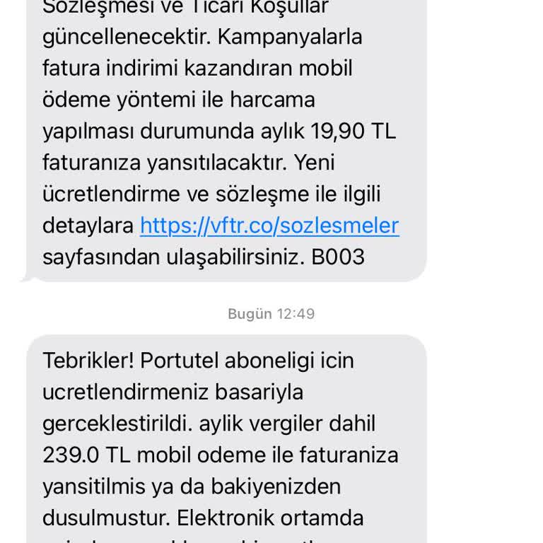Vodafone Portutel Aboneliği İstemiyorum