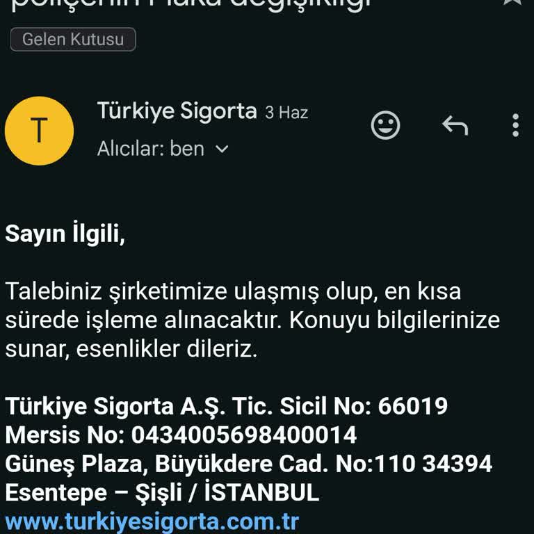 Türkiye Sigorta Plaka Değişikliği, Müşteri Hizmetlerine Ulaşamıyorum.