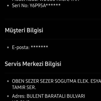 Samsung Beyaz Eşya Servis Hizmetsizlikleri.