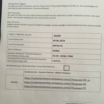 SunExpress Hava Yolları XQ208 AYT-DXB Uçuşu, Hiçbir Açıklama Yapmadan 2 Saat Kala Uçuş İptali!